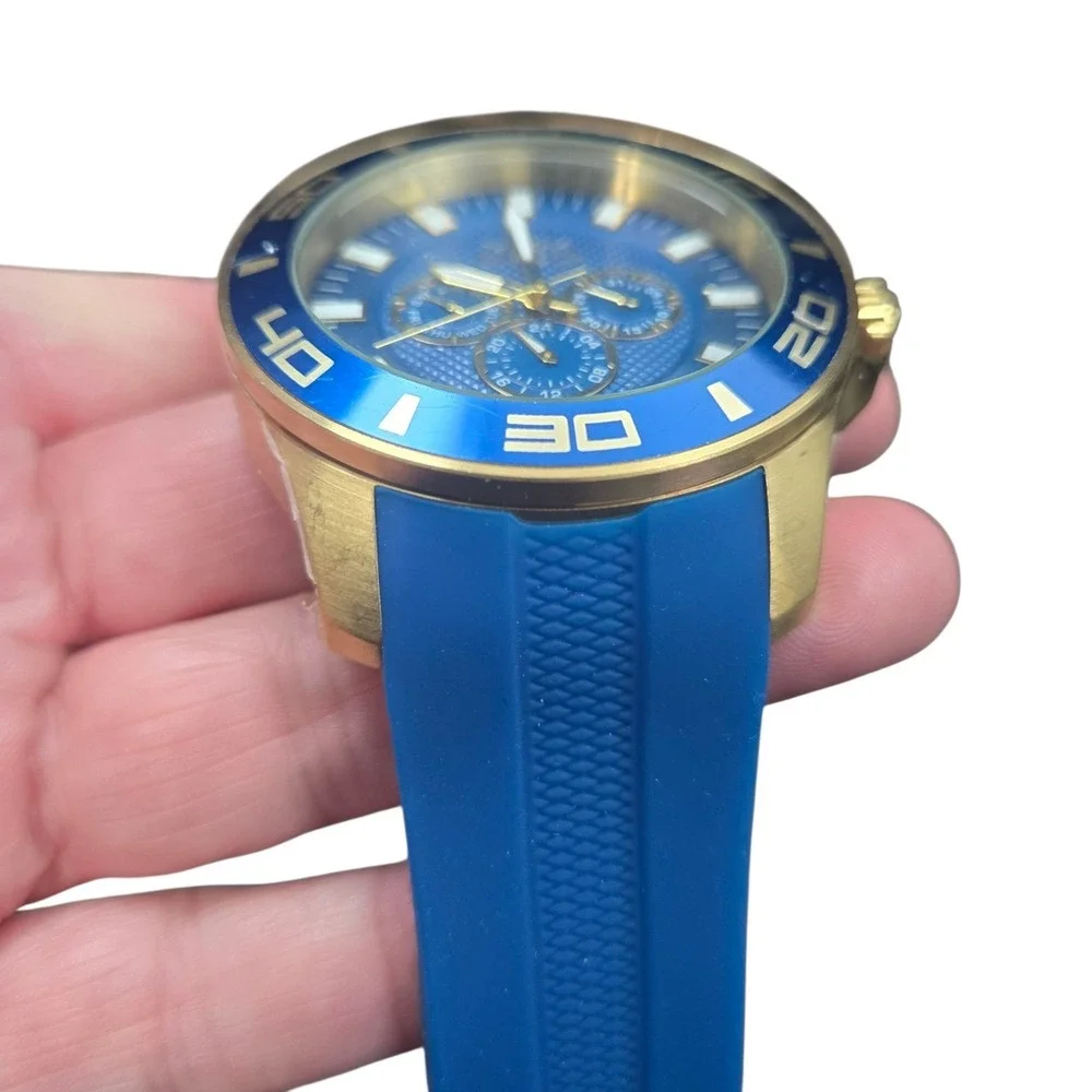 Invicta Pro Diver Men's Watch 28002 Chronograph Gold Stainless Blue Strap VIDEO!